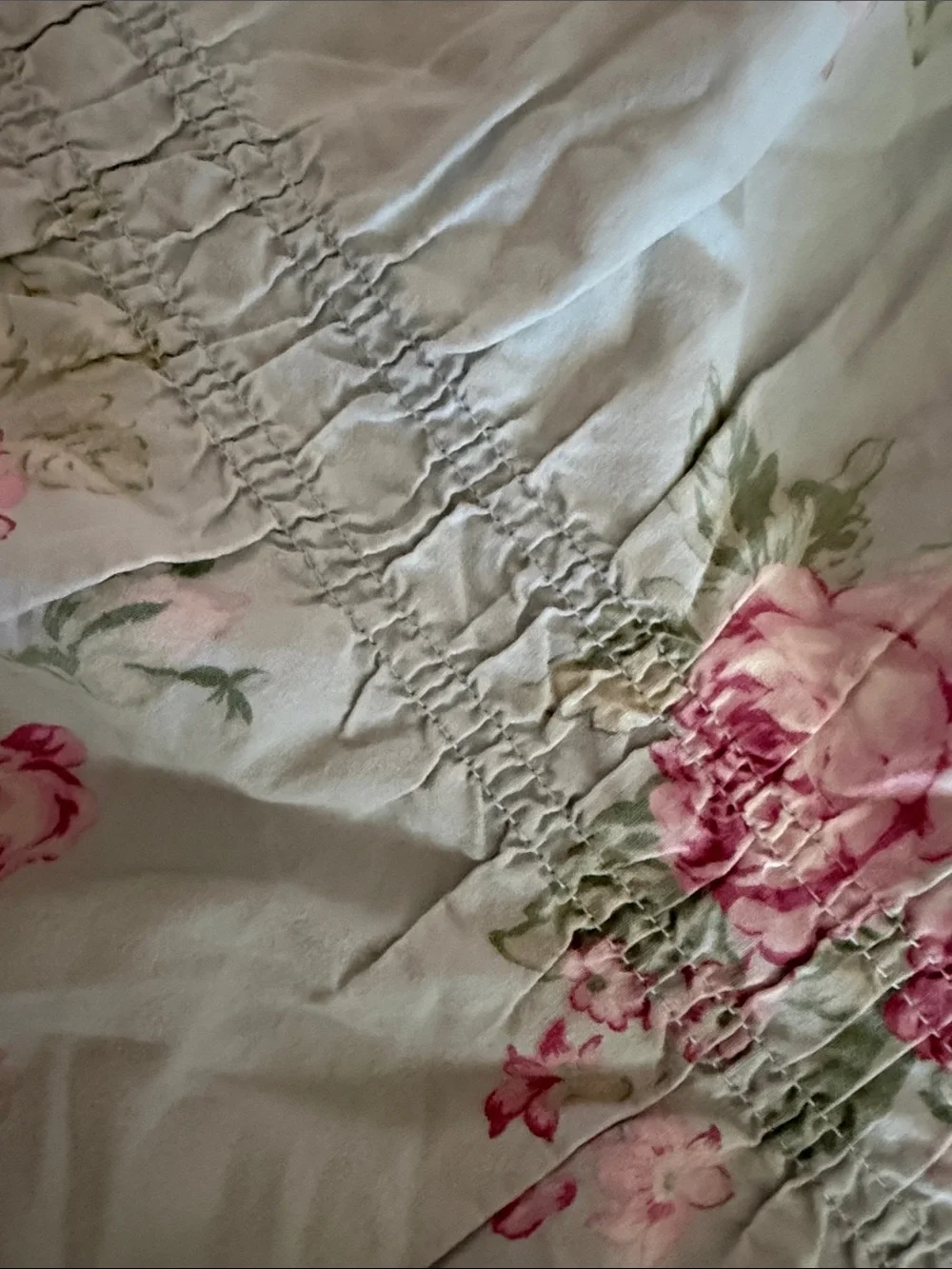 Shabby Chic Pink Rose Floral Comforter on Sage-Green
